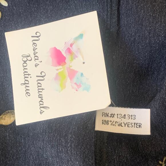 NWT Nessa's Natural Boutique Black Floral Short Kimono One Size - Picture 6 of 8